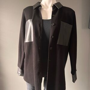 Sioni Black Jacket with Leather Accents